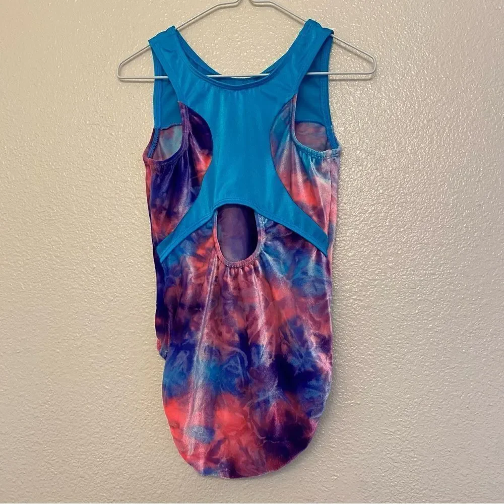 GK Elite Gymnastics Leotard Adult Small Velvet Galaxy Open Back AS